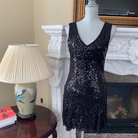 Black Sequin Mini Dress - Picture 1 of 3